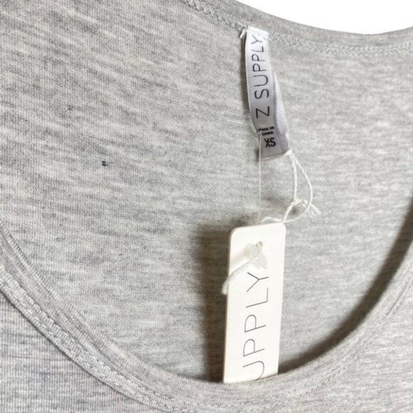 Z  Supply Grey Round Neck High Low Tee Shirt Dress - Picture 7 of 9